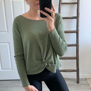 Old Navy Green Front Knot Tie Textured Sweater Soft & Comfy / Size XS